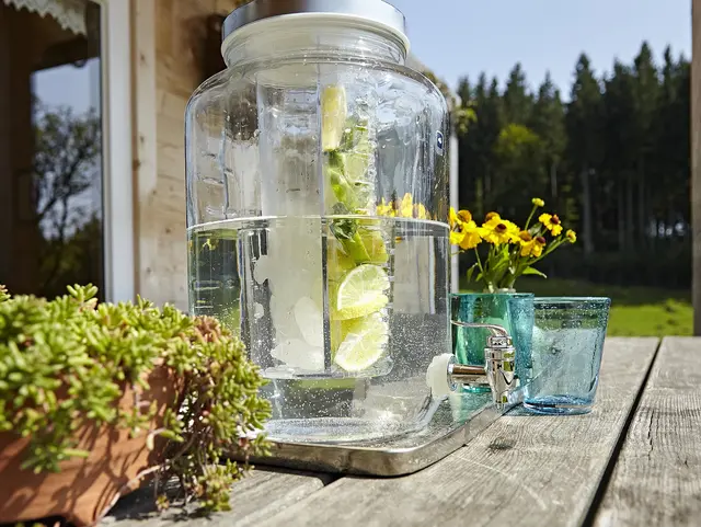 Zitronenwasser in der Sonne genießen